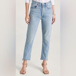 AGOLDE Riley High Rise Straight Crop Jeans sz 27 $198 revolve Mom denim